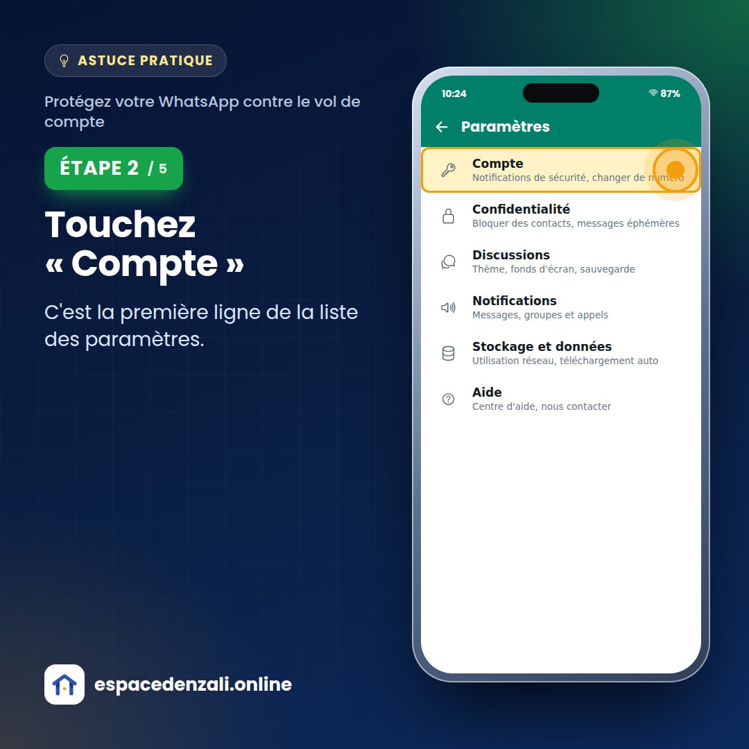 Étape 2 : Touchez « Compte »