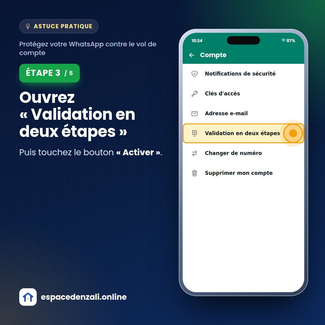 Étape 3 : Ouvrez « Validation en deux étapes »